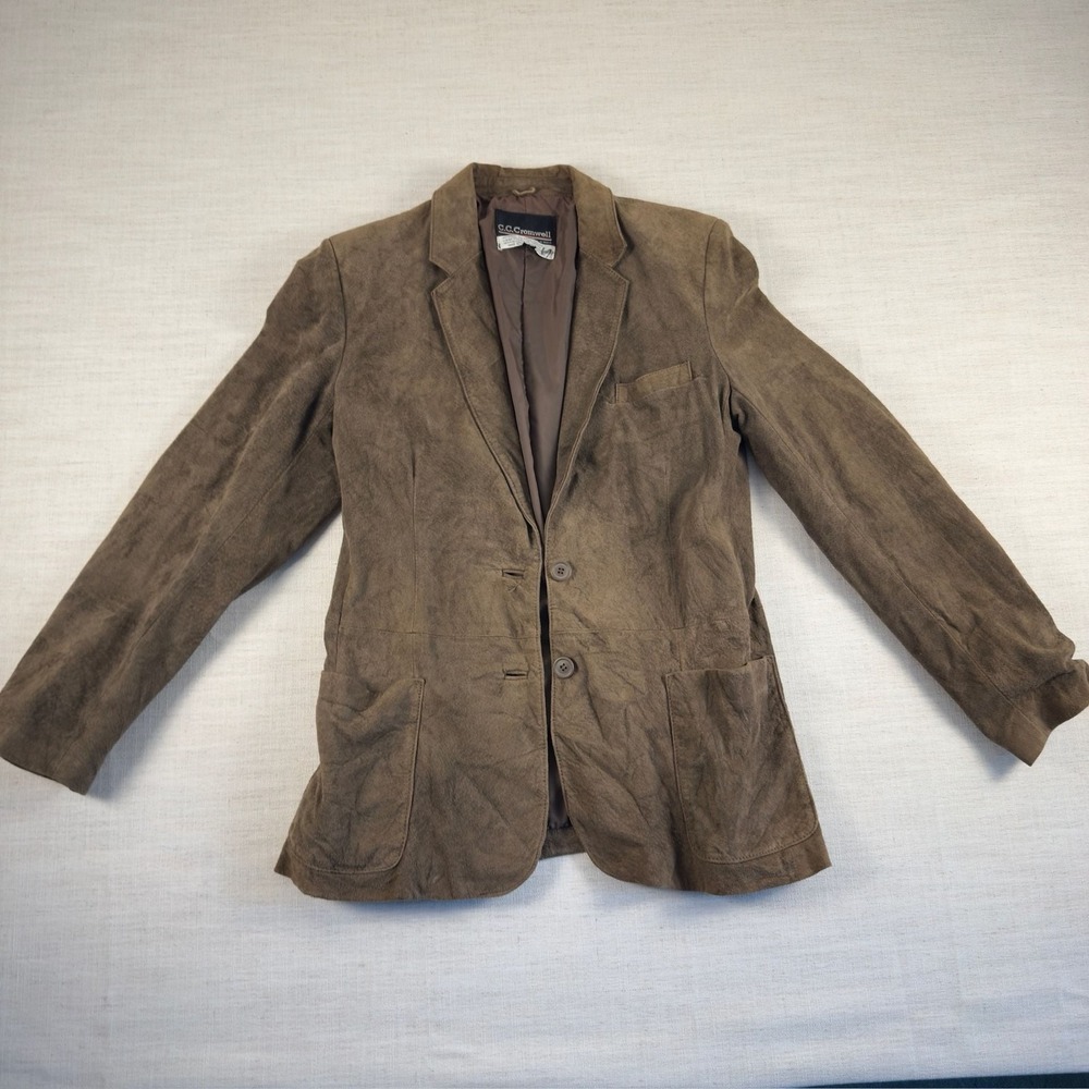 Vintage CC Cromwell Brown Pig Suede Leather Two-Button Blazer Jacket Mens 14